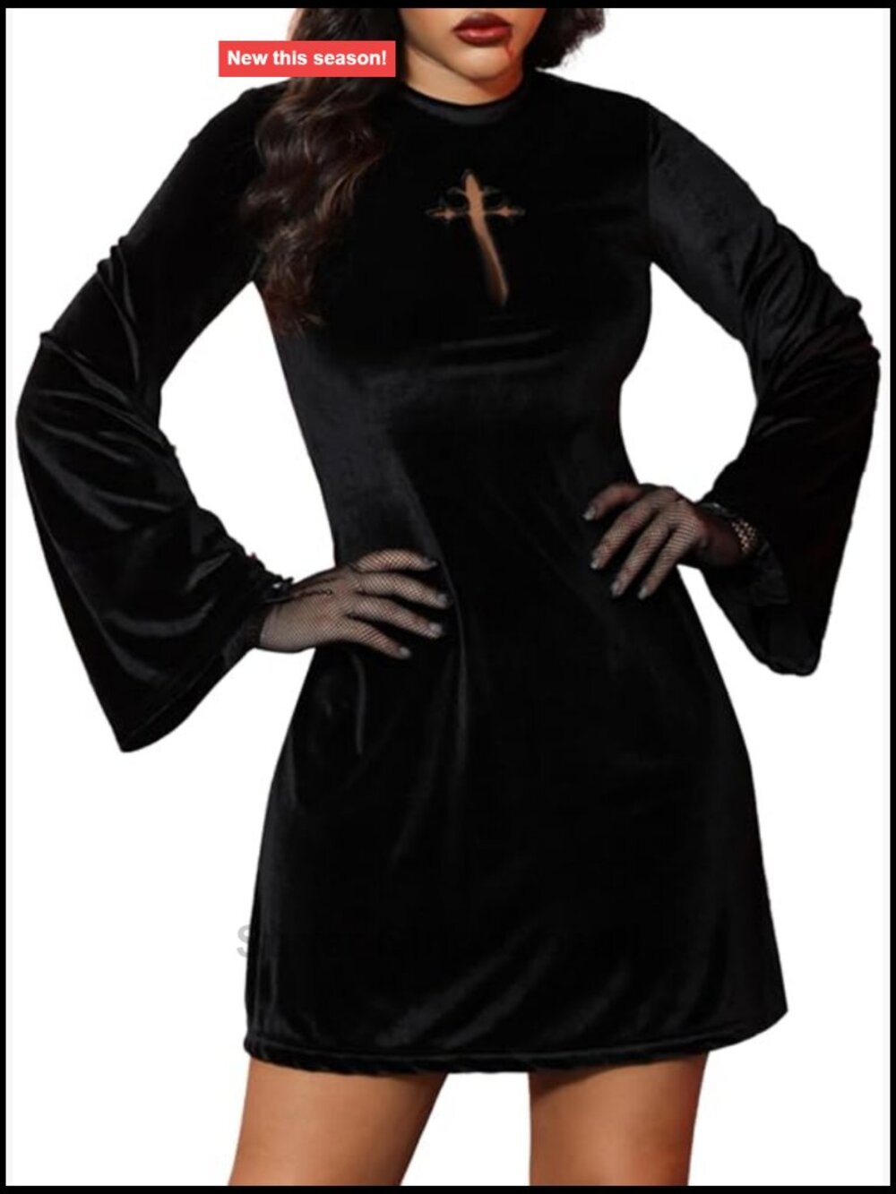 Gothic Witch Dress for Women Sexy Halloween Costume Long Sleeve